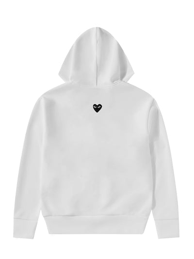 Unisex Reverse Black Heart Zip Hooded Sweatshirt (White)