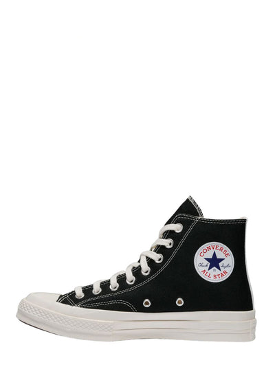 Converse Small Red Heart High Top Sneaker (Black)