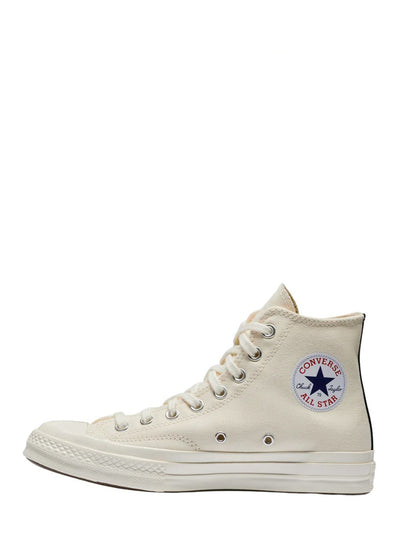 Converse Small Red Heart High Top Sneaker (White)