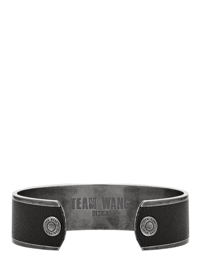 Acceptance Metal Leather Bangle Antique (Silver & Black)