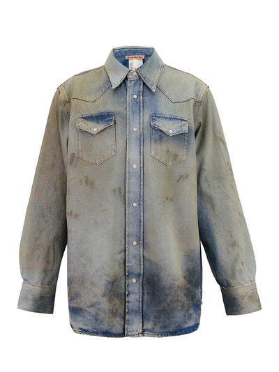 Denim Button-Up Shirt (Mid Blue)