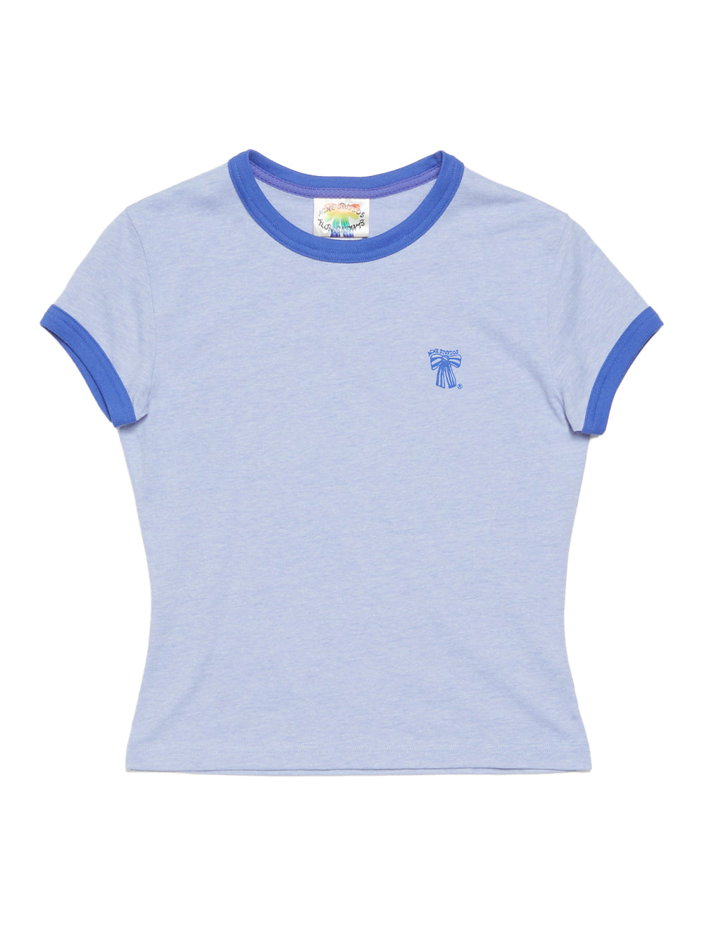 Bow Print T-Shirt (Faded Blue)