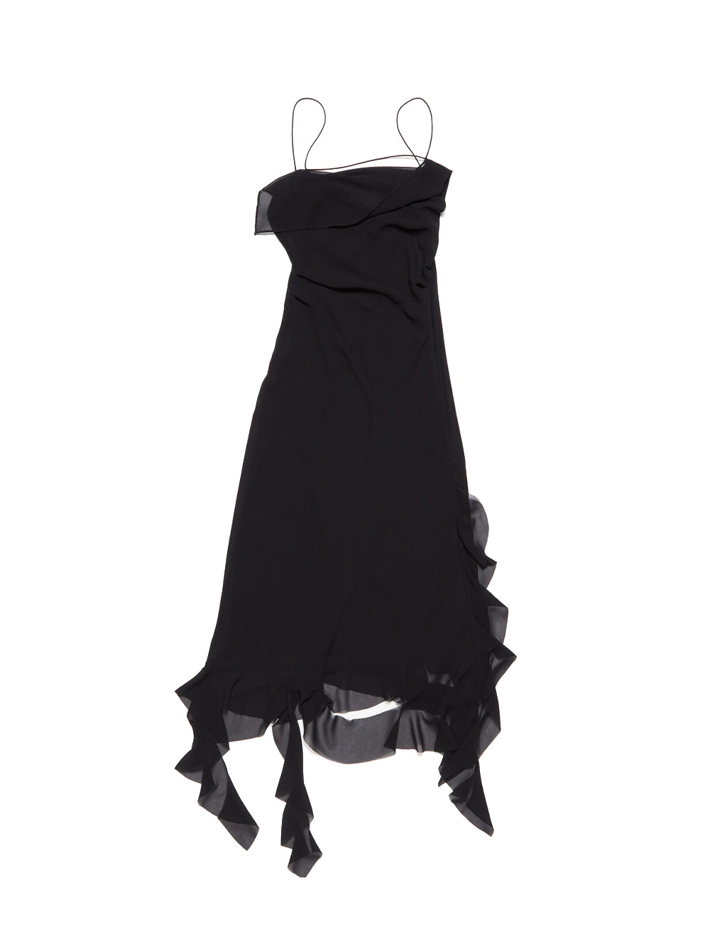 Ruffle Strap Dresses (Black)