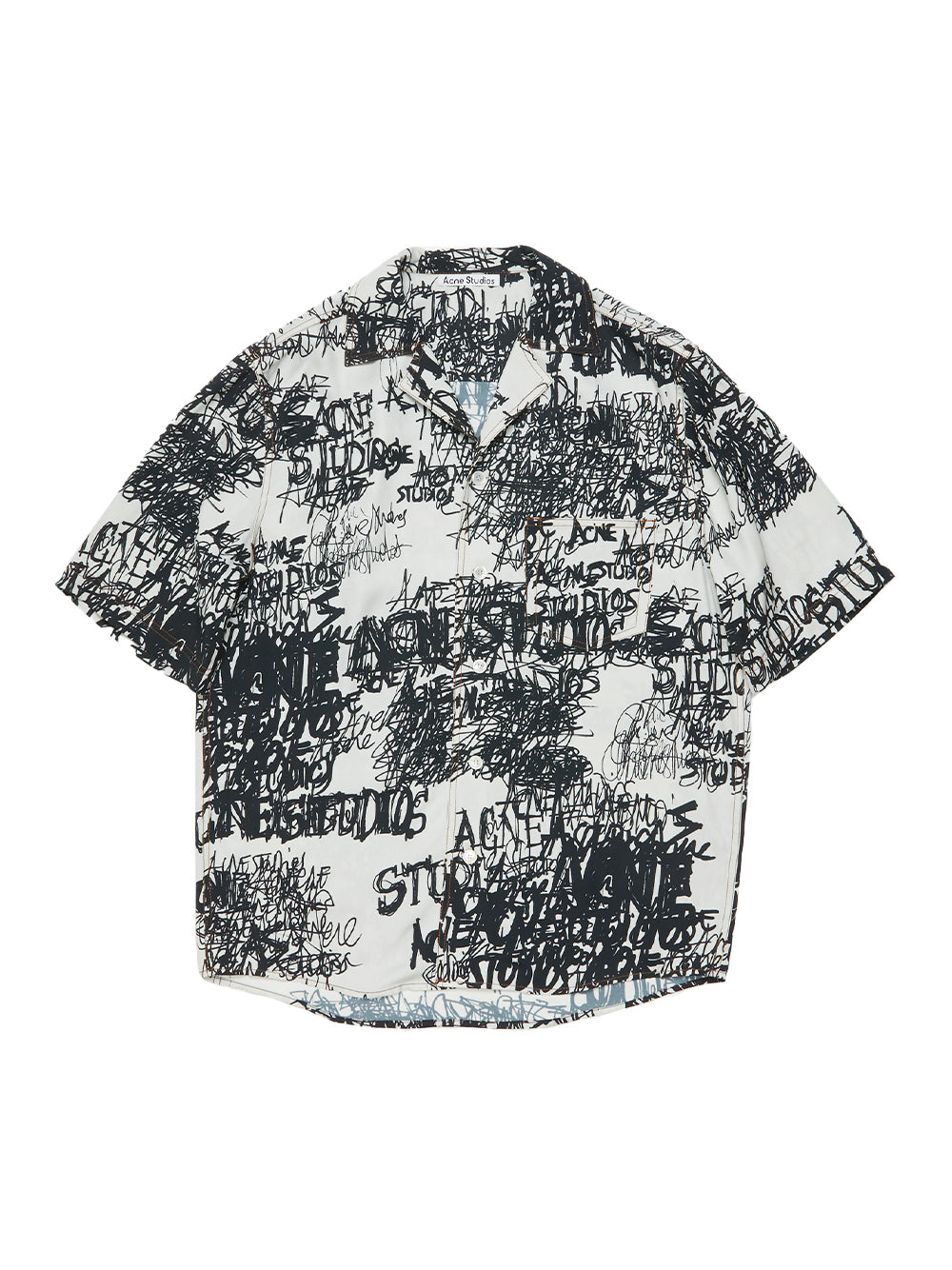 Printed Button-Up Shirt (Light Grey/Black)