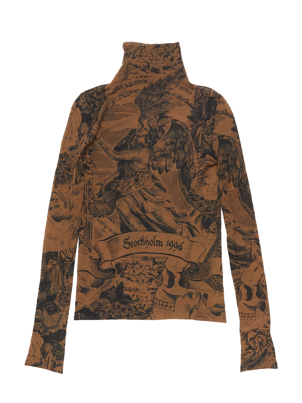 Printed Seamless T-Shirt (Camel/Black)