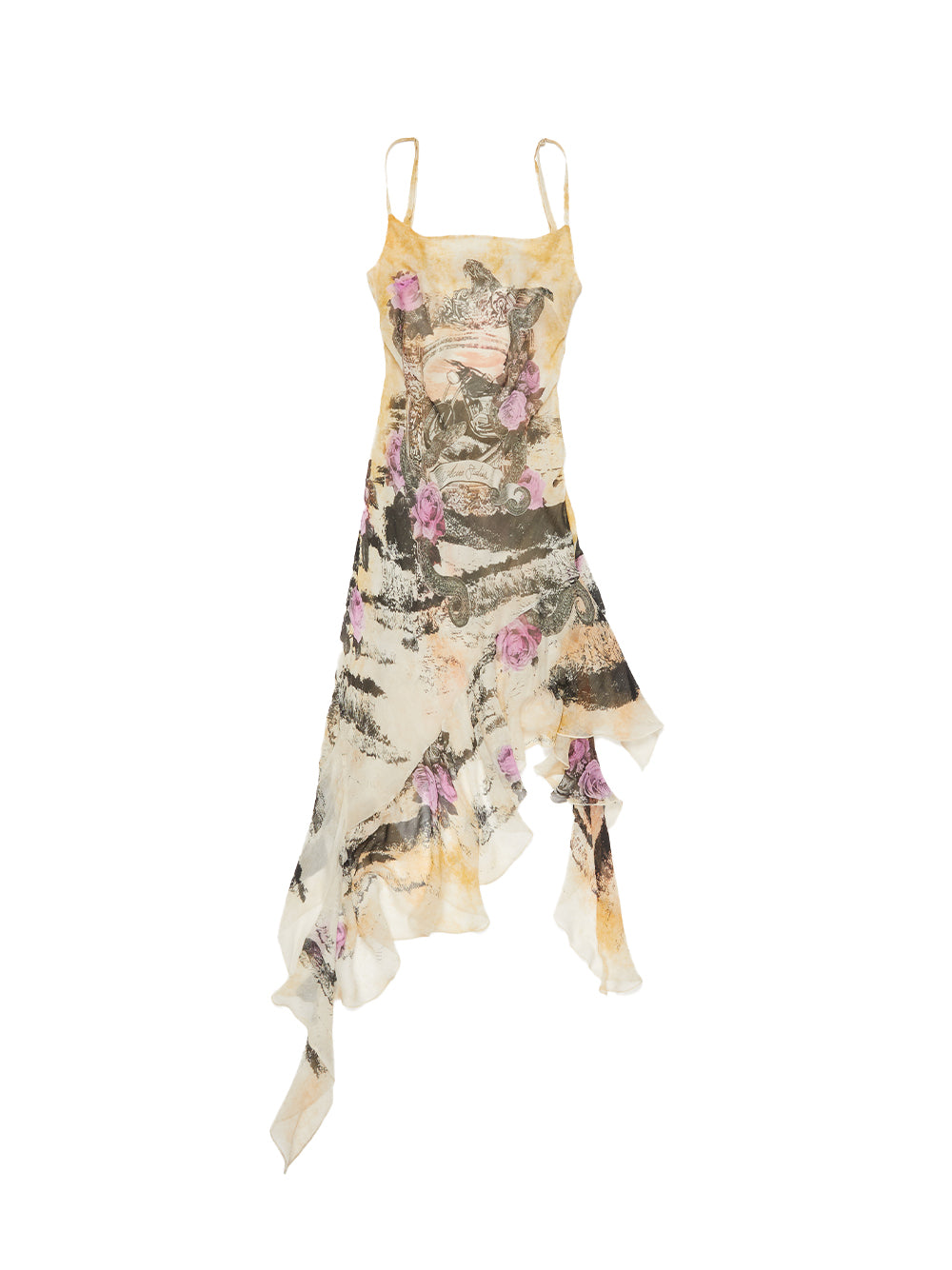 Printed Strap Dress (Yellow)