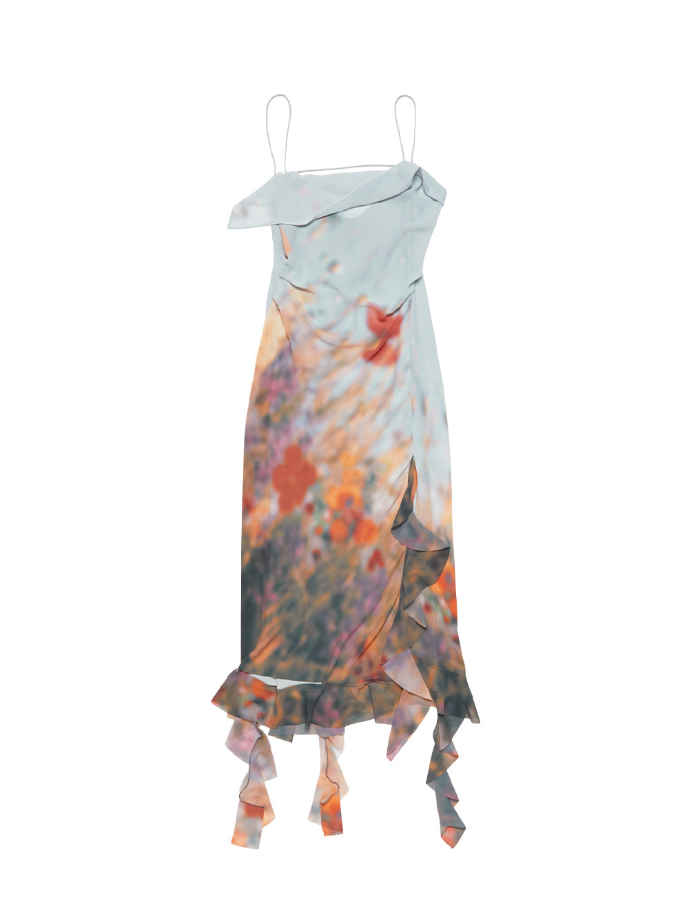 Ruffle Strap Dresses (Dusty Blue)