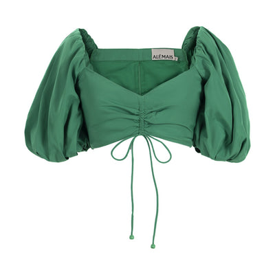 ALÉMAIS Doria Crop Blouse (Green)