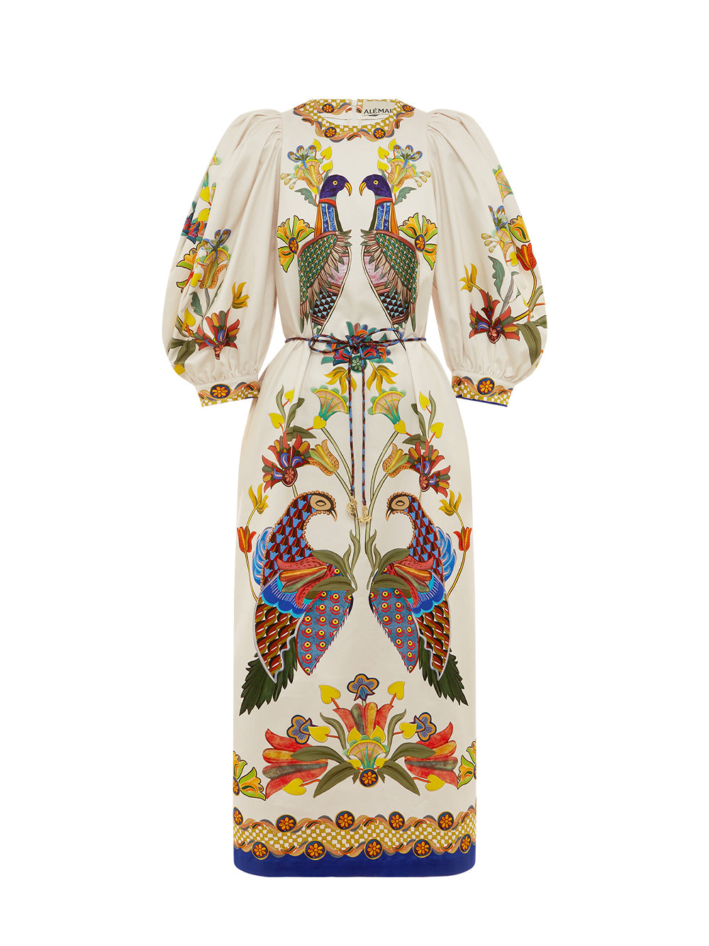 Effie Puff Sleeve Midi Dress (Pearl)
