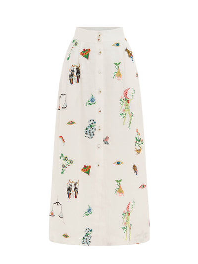 Atticus Embroidered Skirt (Cream)
