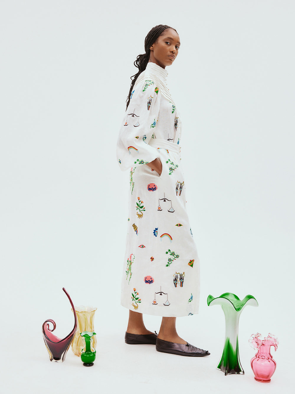 Atticus Embroidered Skirt (Cream)