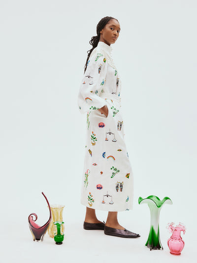 Atticus Embroidered Skirt (Cream)