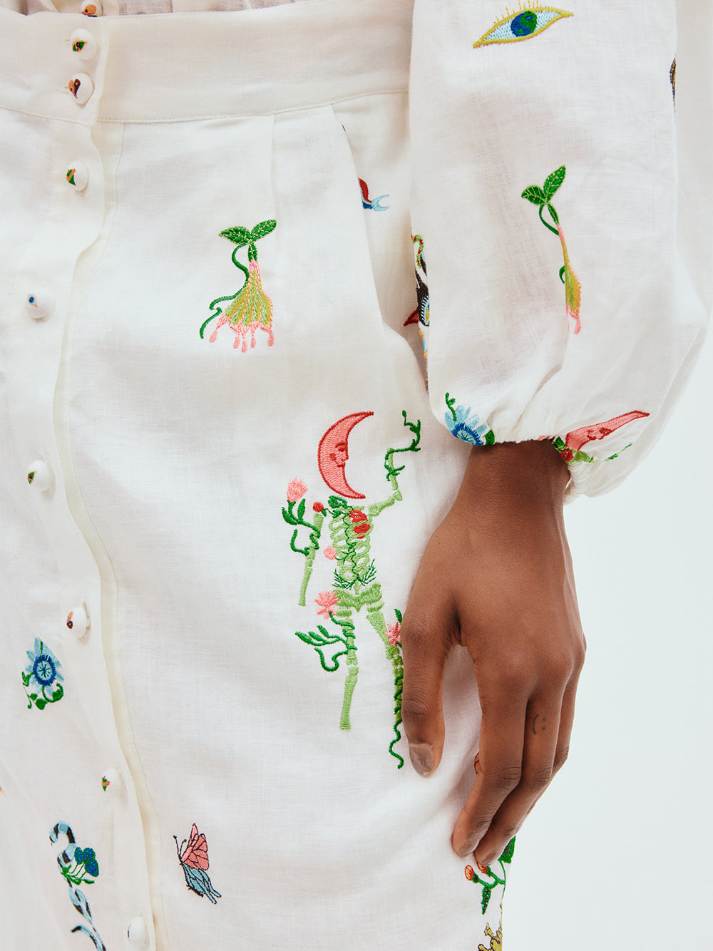 Atticus Embroidered Skirt (Cream)