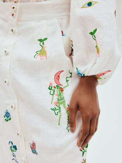Atticus Embroidered Skirt (Cream)