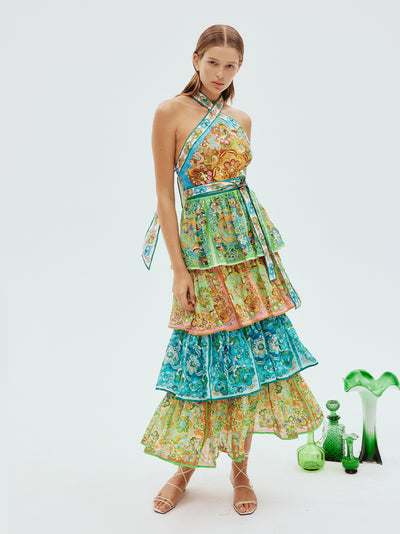 Dreamer Halter Tier Dress (Multi)