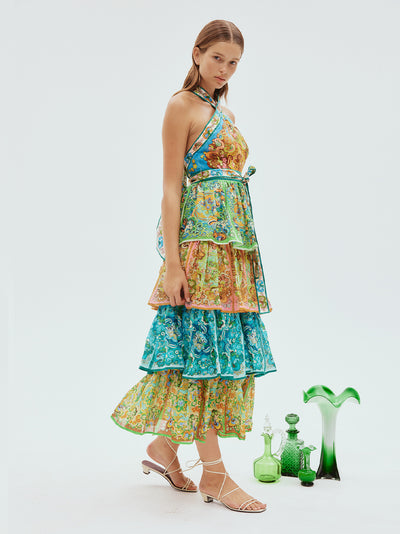 Dreamer Halter Tier Dress (Multi)