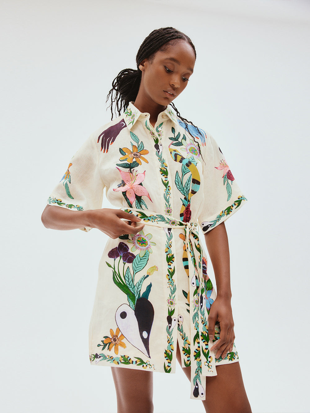 Meagan Mini Dress (Cream)