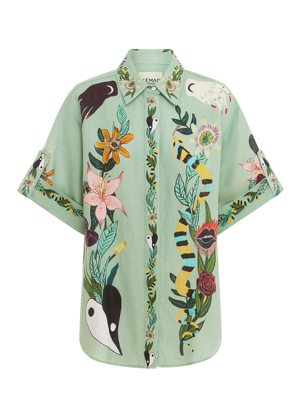 Meagan Oversized Linen Shirt (Jade)