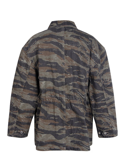 Camo Cinched Waist Jacket In Denim (Multi)
