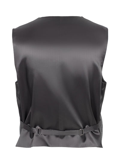 Collarless Vest In Herringbone Tailoring (Grey/Black)