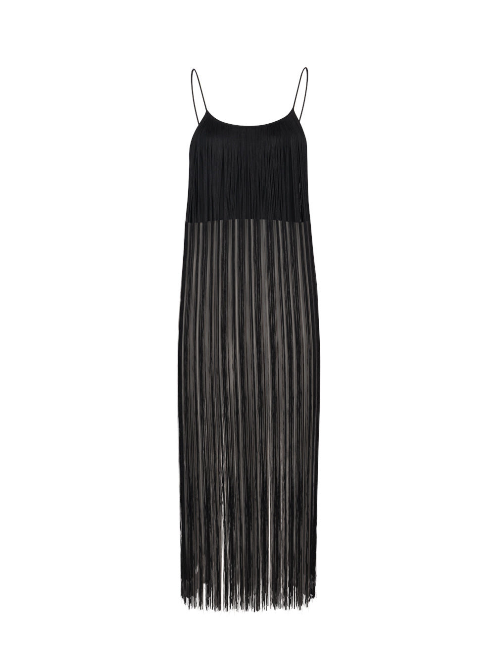 Fringe Tank Top In Compact Nylon (Black)