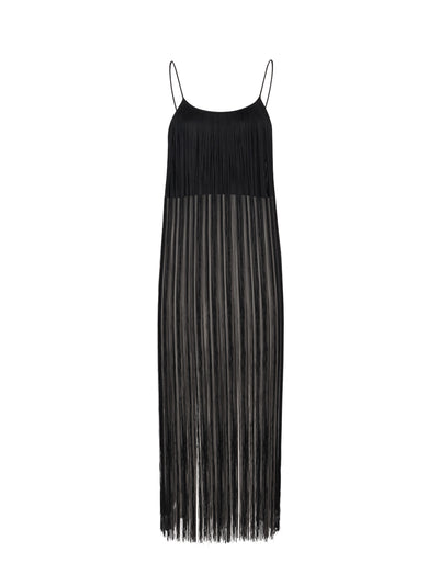 Fringe Tank Top In Compact Nylon (Black)