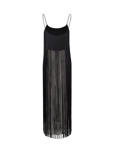Fringe Tank Top In Compact Nylon (Black)
