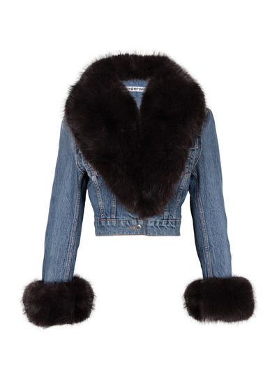 Indigo Denim Jacket With Faux Fur (Vintage Medi)