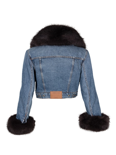 Indigo Denim Jacket With Faux Fur (Vintage Medi)