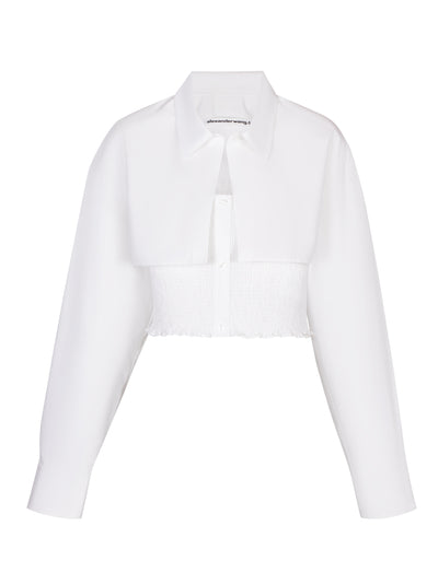 Layered Smocked Cami In Compact Cotton (White)