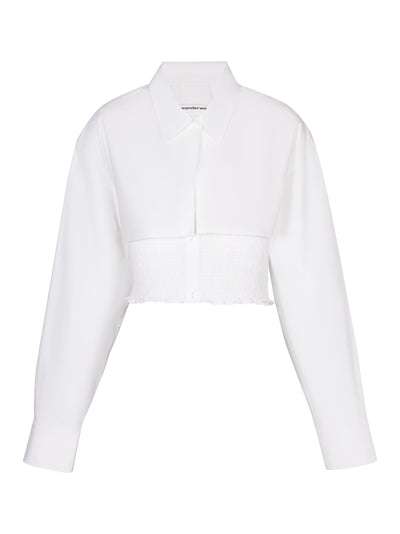 Layered Smocked Cami In Compact Cotton (White)
