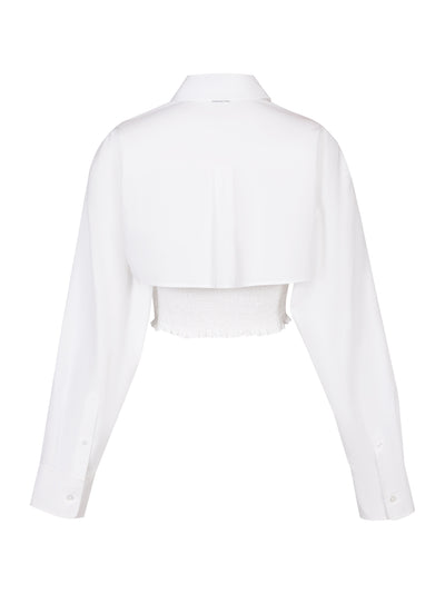 Layered Smocked Cami In Compact Cotton (White)