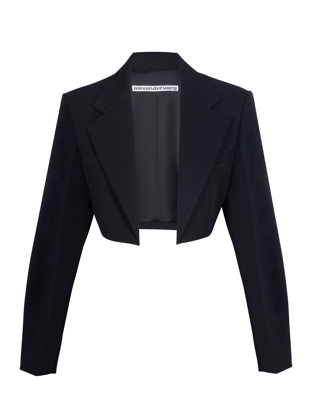 Tuxedo Cropped Blazer With Logo Embroidery (Black)