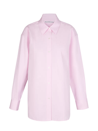 Bead Detail Cotton Button-Up Shirt (Light Pink)