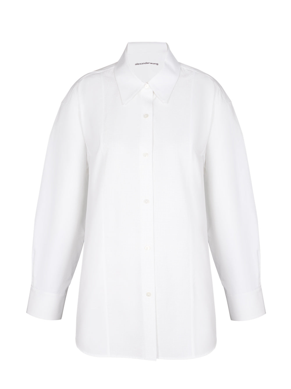 Bead Detail Cotton Button-Up Shirt (White)