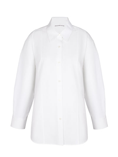 Bead Detail Cotton Button-Up Shirt (White)