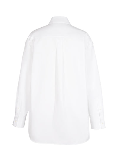 Bead Detail Cotton Button-Up Shirt (White)