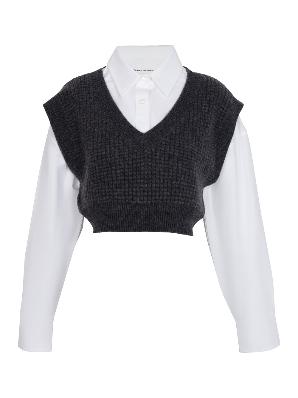 Bi - Layer Waffle Tank Vest In Boiled Wool (Charcoal Melange)