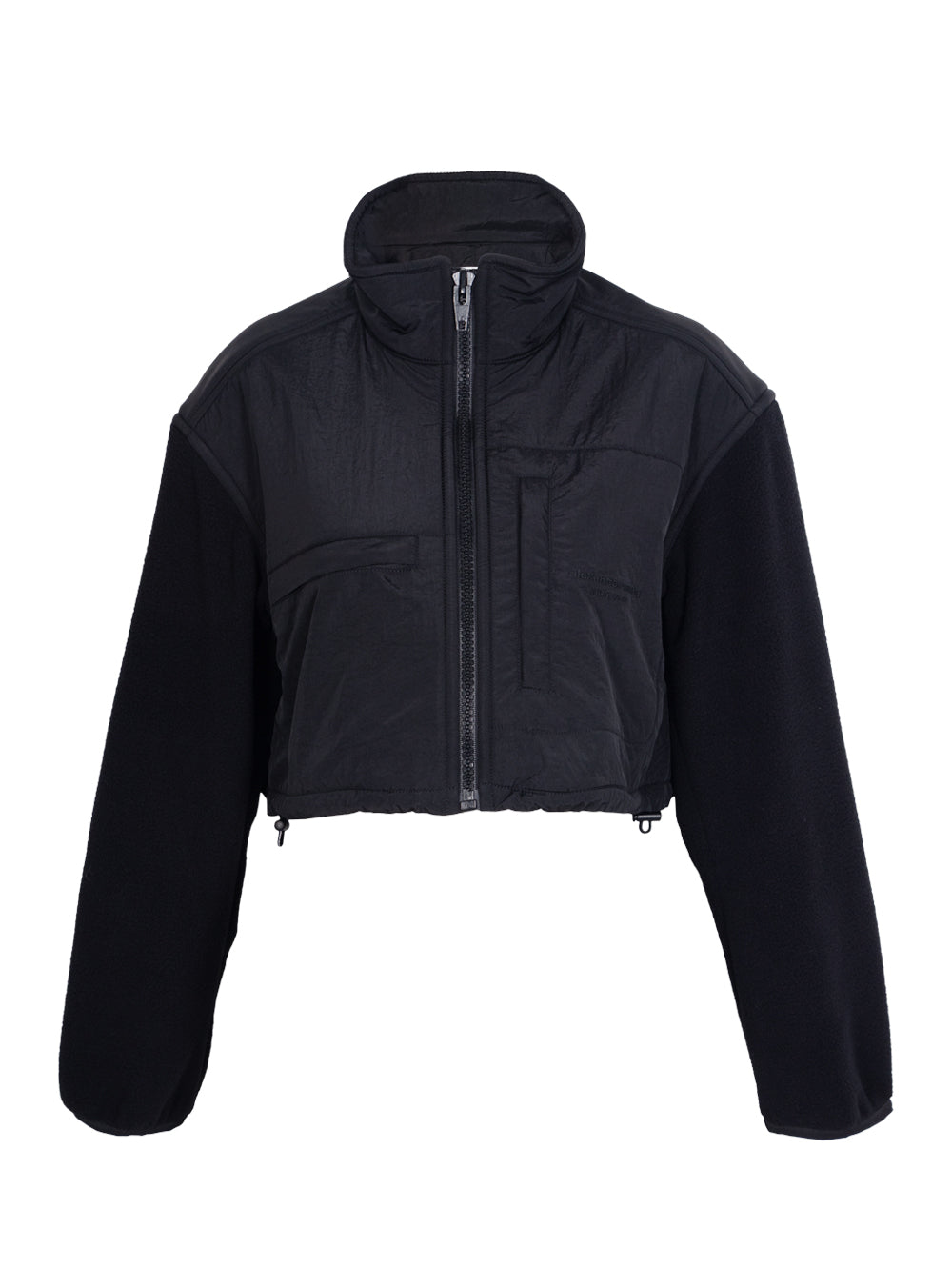 Cropped Zip-Up Jacket In Teddy Fleece (Black)