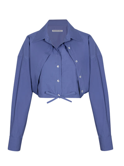 Alexander-Wang-Double-Layered-Cropped-Shirt-In-Compact-Cotton-With-Tie-Waistband-Dark-Iris-01