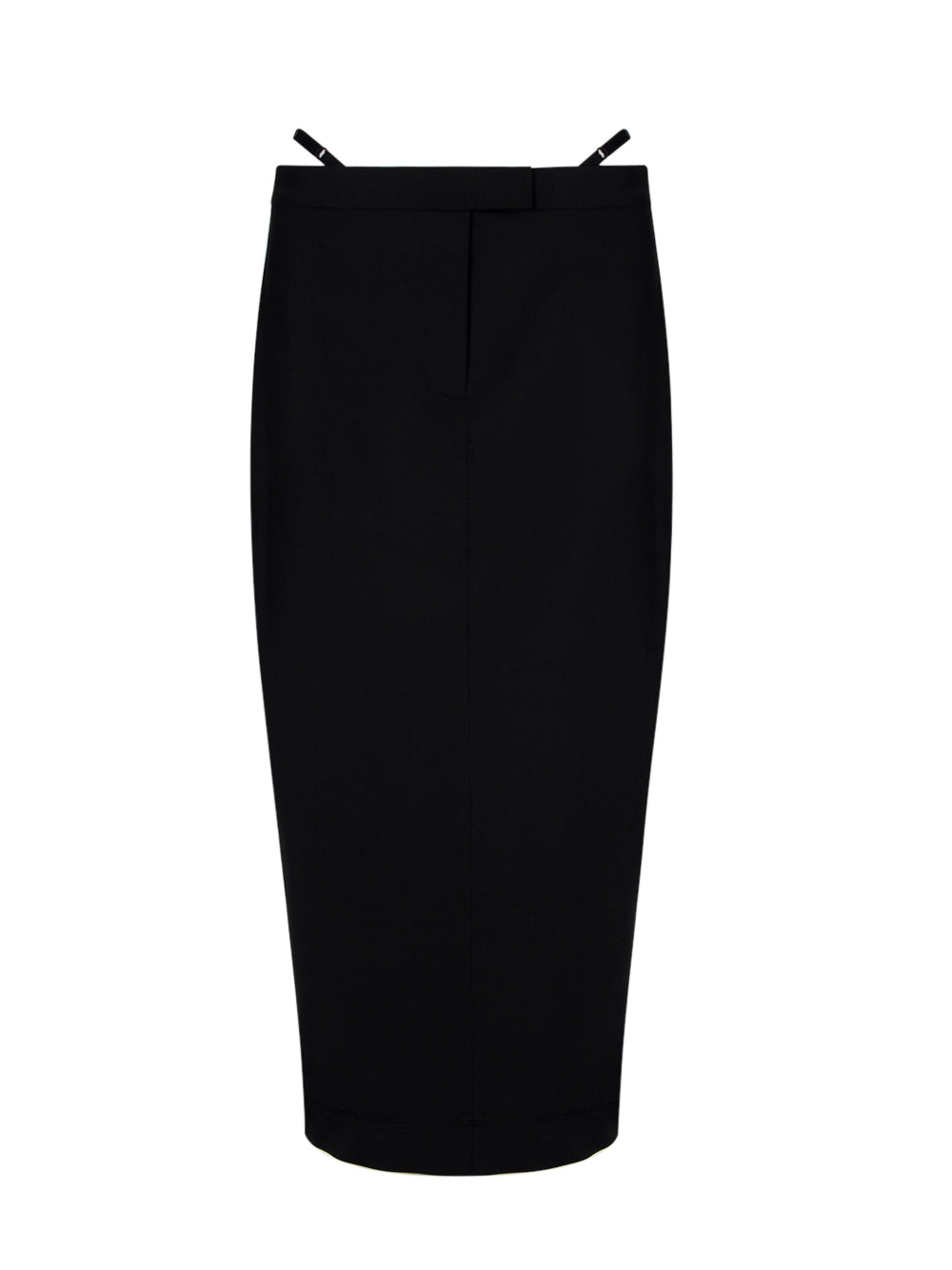 Fitted Long Skirt With Logo Elastic G-String (Black)