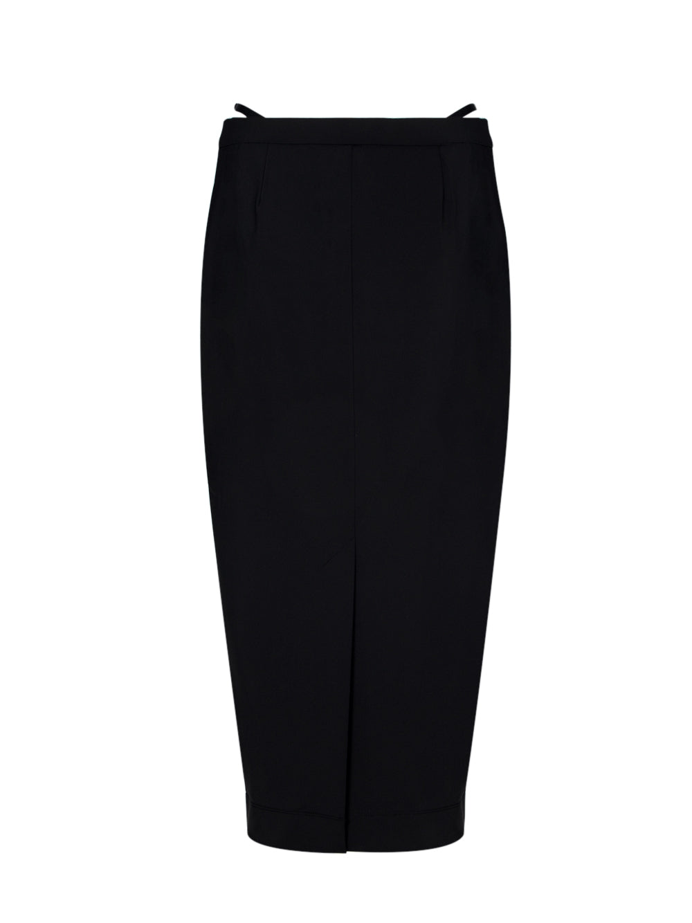 Fitted Long Skirt With Logo Elastic G-String (Black)