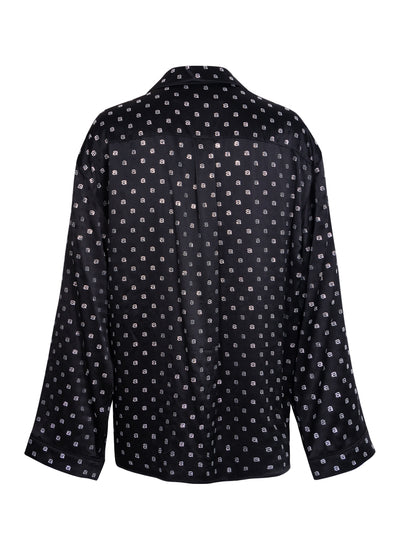 Hotfix Pajama Shirt In Silk Charmeuse (Black)