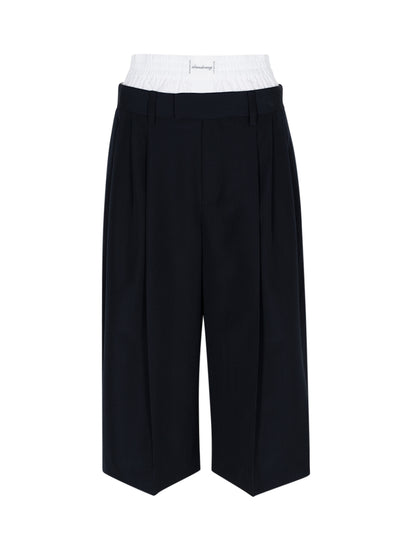 Layered Tailored Culotte In Wool Blend (Black)
