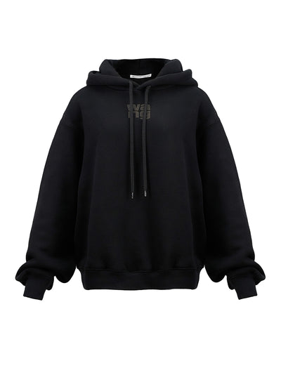 Puff Logo Hoodie In Structured Terry (Black)