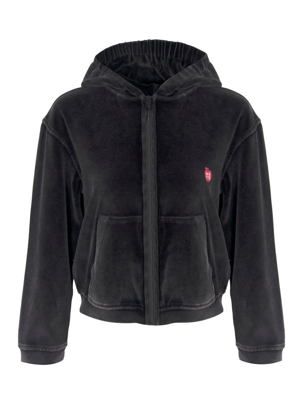 AlexanderWang-AppleLogoShrunkenZipUpHoodieinVelour-Black-1