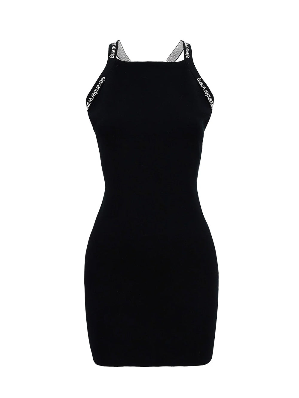 Bodycon Tank Dress With Logo Jacquard Trims (Black)