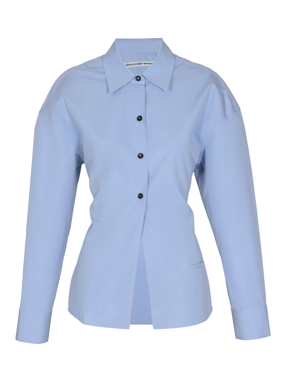 AlexanderWang-CottonCinchedButtonUpWithRibbedTrim-Blue-1