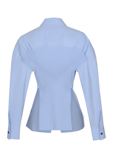 AlexanderWang-CottonCinchedButtonUpWithRibbedTrim-Blue-2