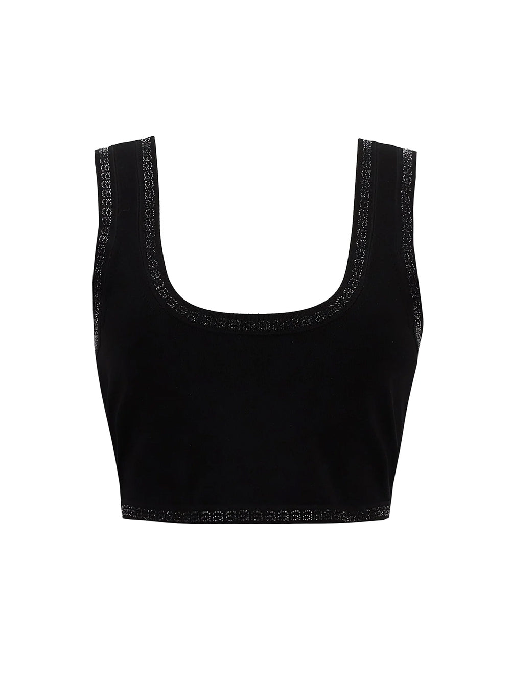 Crystal Trim Bra Top (Black)